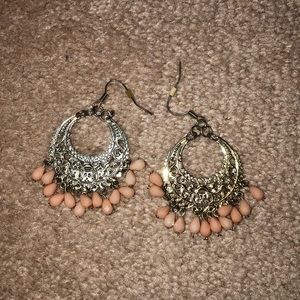 Gold filigree with peach droplet earrings